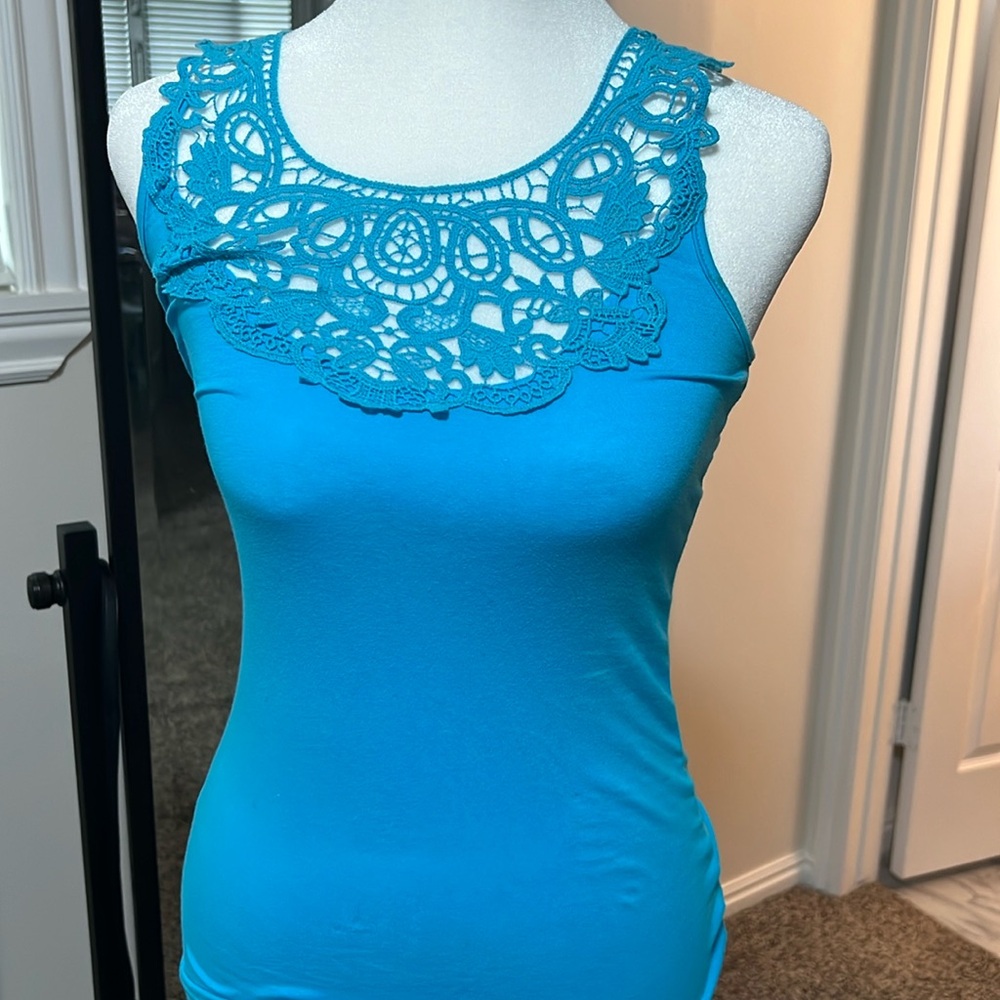 Col story turquoise Lacy tank top size S